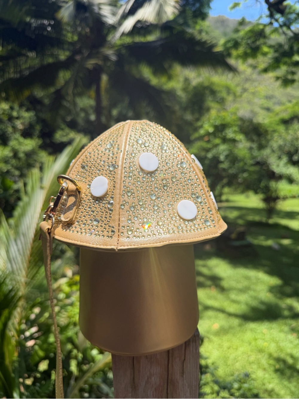 Dolls Kill Beige Crystal-Studded Dome shoulder bag